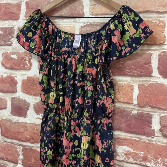 Francesca's Alya Dress Women's M Multicolor Floral Flutter Sleeves Lightweight - Picture 4 of 9